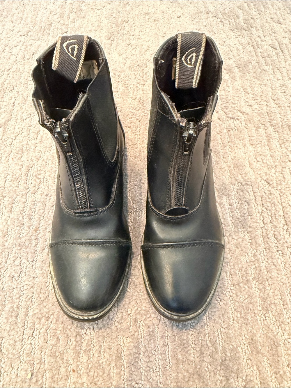 Kids Black Zip-Front Riding Boots